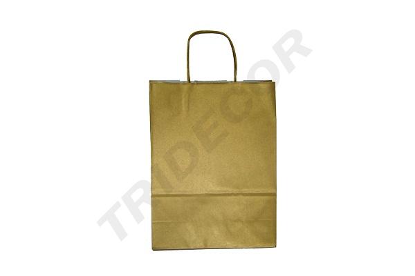 Bolsa de papel de celulosa con asa rizada dorada 22X10X27CM 25 unidades
