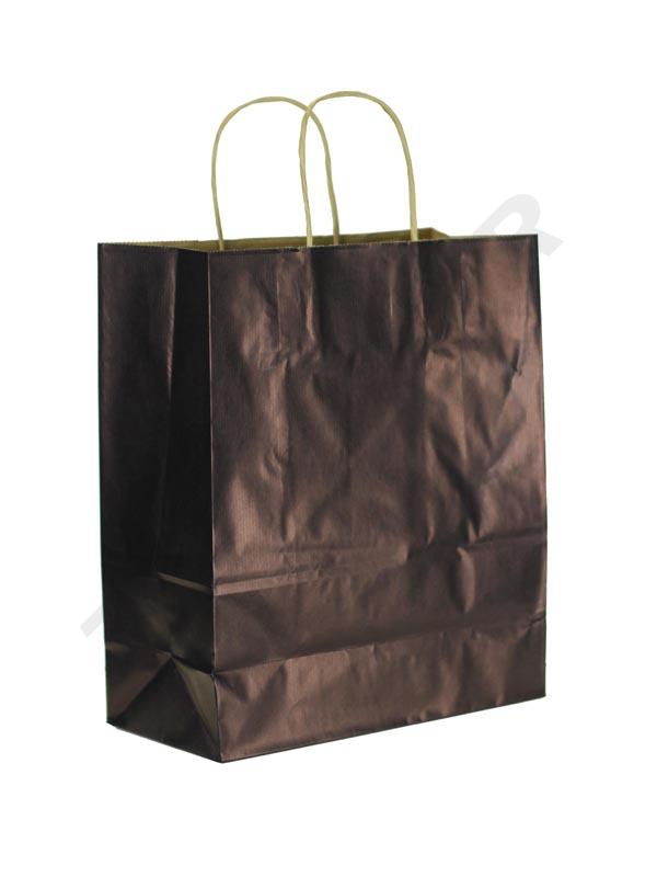 Bolsa de papel kraft azul oscuro con asa rizada 30X24X11 cm 25 unidades