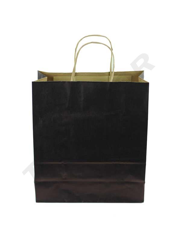 Bolsa de papel kraft azul oscuro con asa rizada 30X24X11 cm 25 unidades