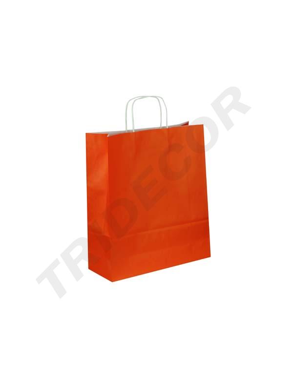 Bolsa de papel de celulosa con asa rizada naranja 41X32X12 CM 25 unidades