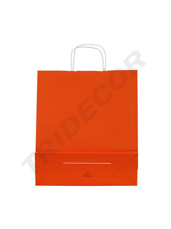 Bolsa de papel de celulosa con asa rizada naranja 41X32X12 CM 25 unidades