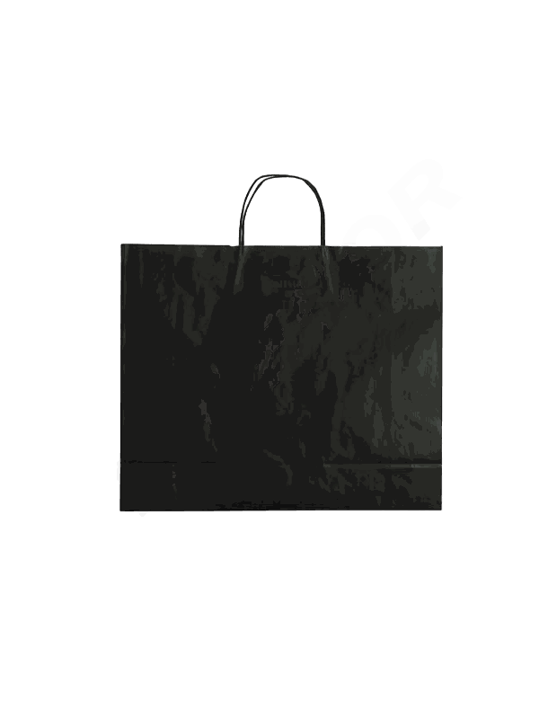 Bolsa de papel con asa arrugada negra, celulosa, 27x12x37 cm, 25 piezas