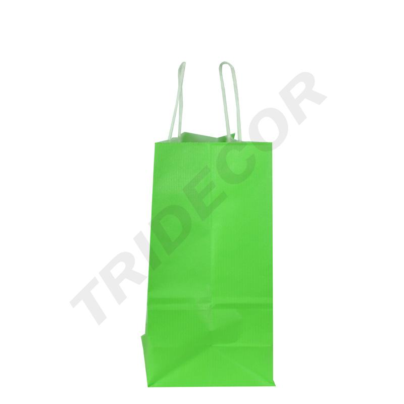 Bolsa de papel verde claro con asa rizada 29X22X10 cm 25 unidades