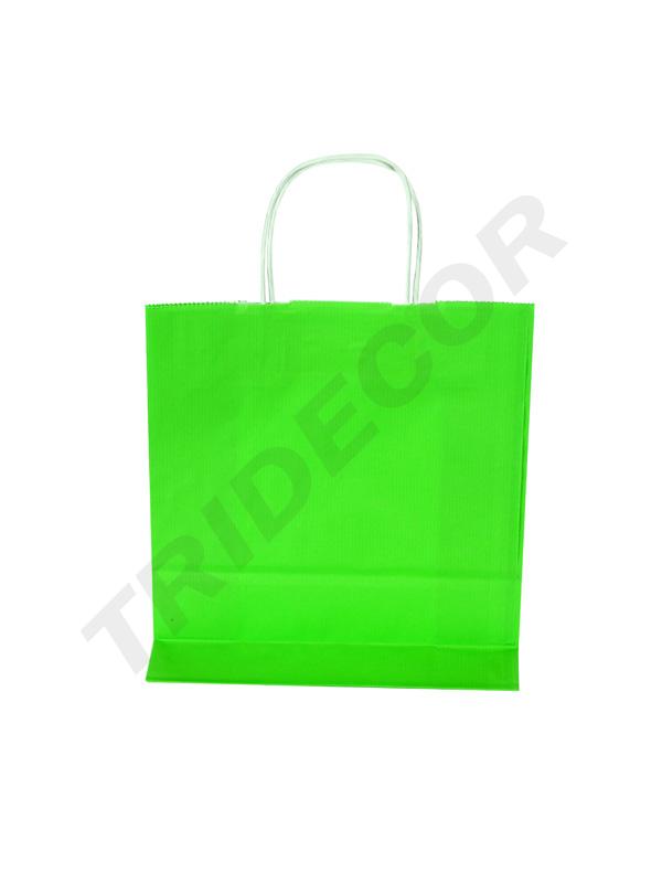 Bolsa de papel verde claro con asa rizada 29X22X10 cm 25 unidades