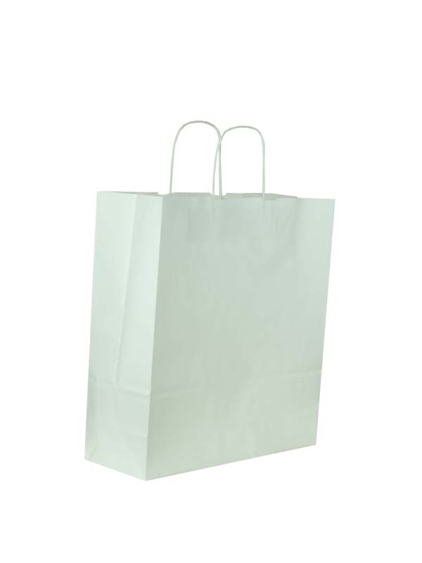 Bolsa de Papel de Celulosa Blanca con Asa Arrugada 32X13X41cm 25 unidades