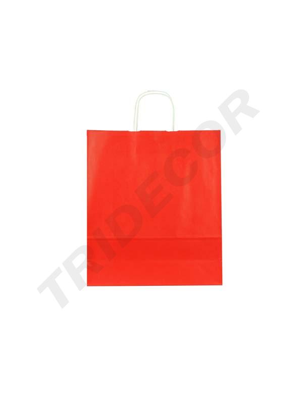 Bolsa de papel con asa roja torcida 32X13X41 cm 25 unidades