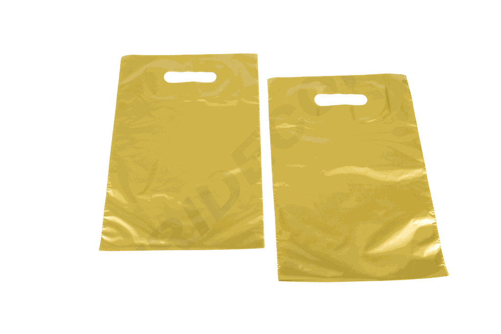Bolsa Tote dorada con asa troquelada 25X35 cm 100 unidades