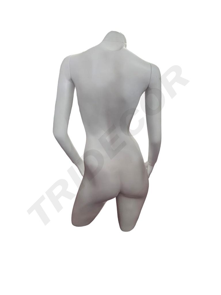 Busto de Mujer de Fibra Blanco Mate con Brazos