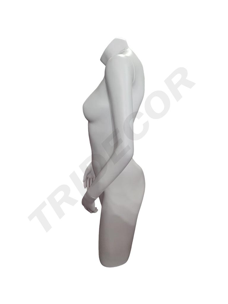 Busto de Mujer de Fibra Blanco Mate con Brazos