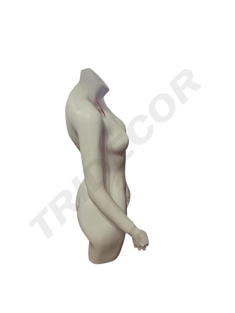 Busto de Mujer de Fibra Blanco Mate con Brazos