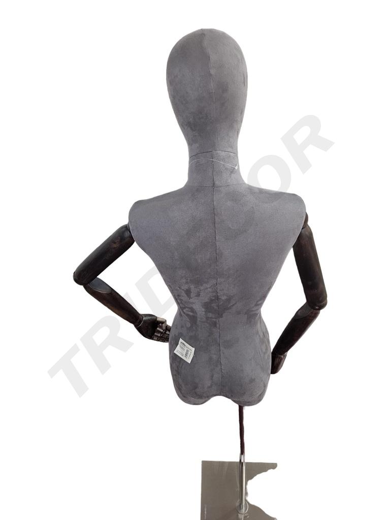 Busto Mujer Lino Gris con Cabeza Plateada