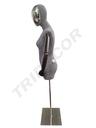 Busto Mujer Lino Gris con Cabeza Plateada