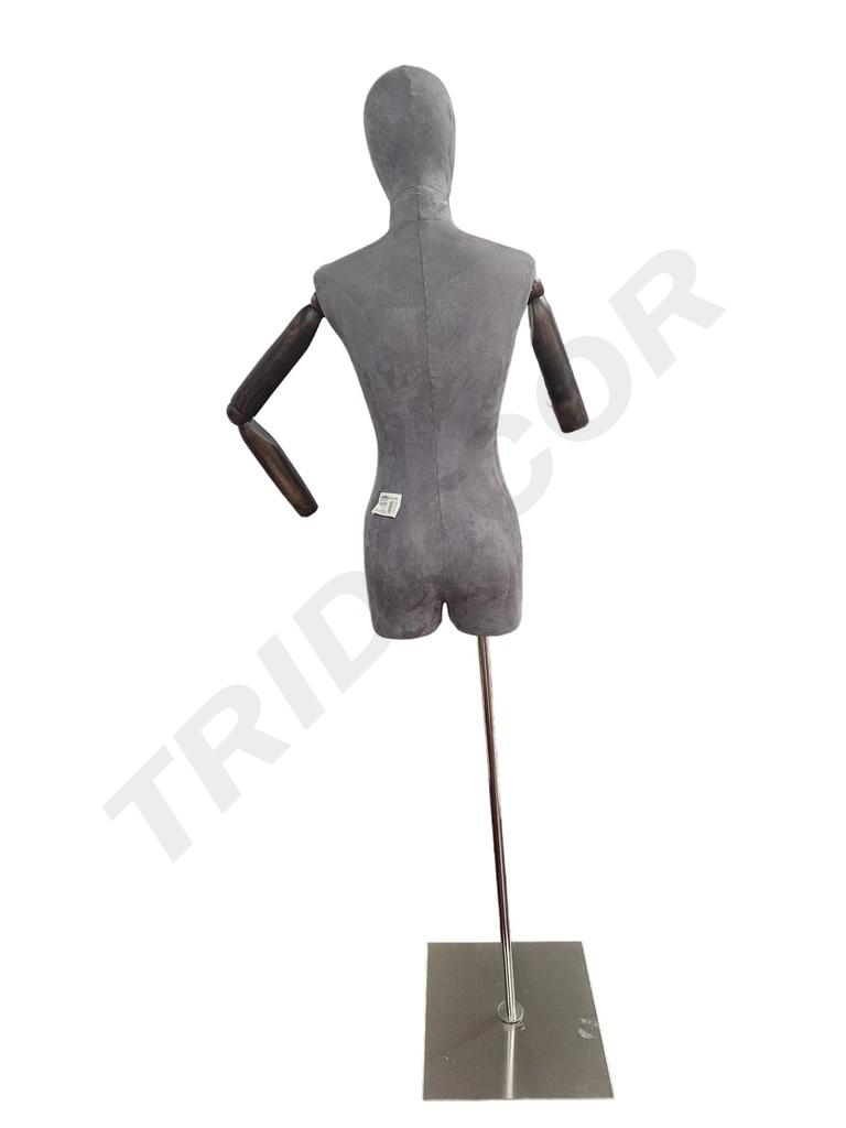 Busto Mujer Lino Gris con Cabeza Plateada