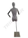 Busto Mujer Lino Gris con Cabeza Plateada