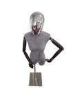 Busto Mujer Lino Gris con Cabeza Plateada