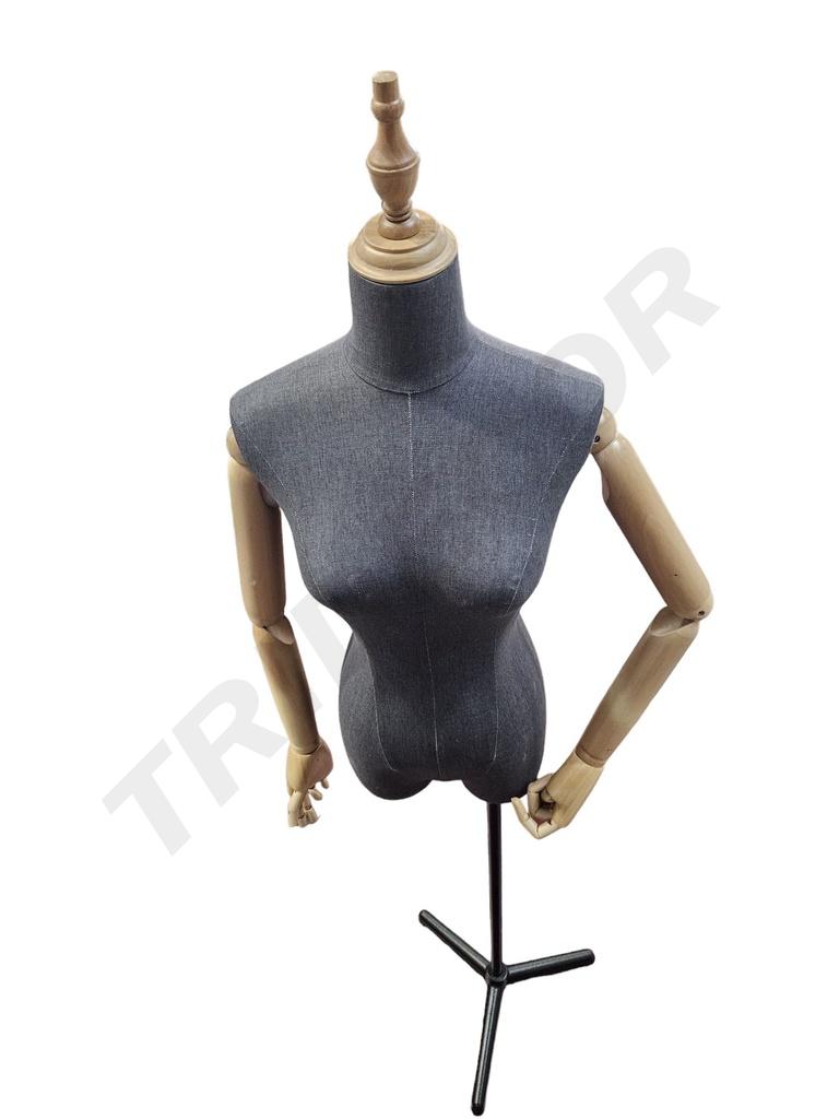 Busto Gris de Mujer con Base Negro