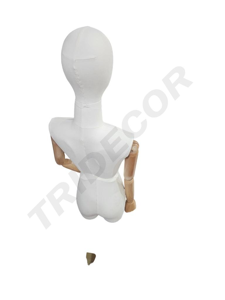 Busto de Tela con cabeza Base Dorado brazos madera clara cuerpo articulado