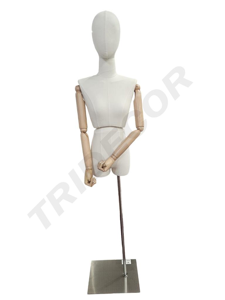 Busto de Tela con cabeza Base Dorado brazos madera clara cuerpo articulado