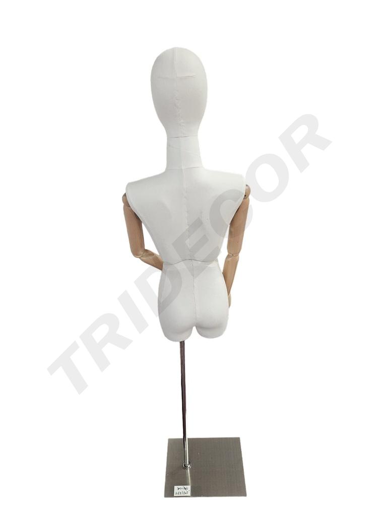 Busto de Tela con cabeza Base Dorado brazos madera clara cuerpo articulado