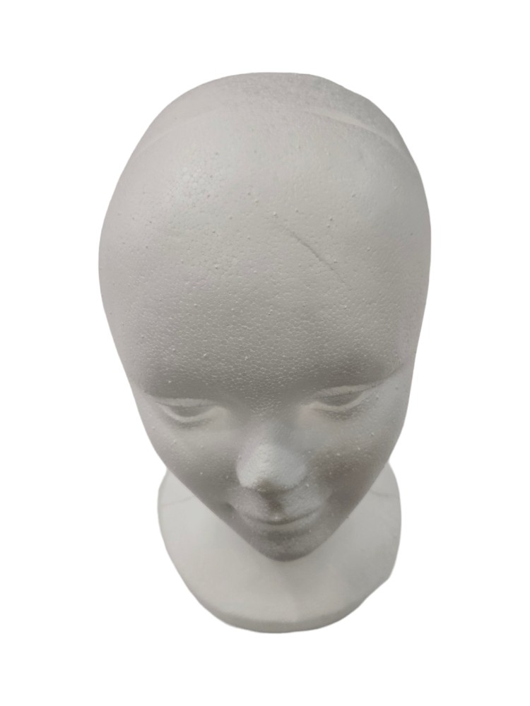 Cabeza de Mujer de Poliestireno Blanco con Rasgos