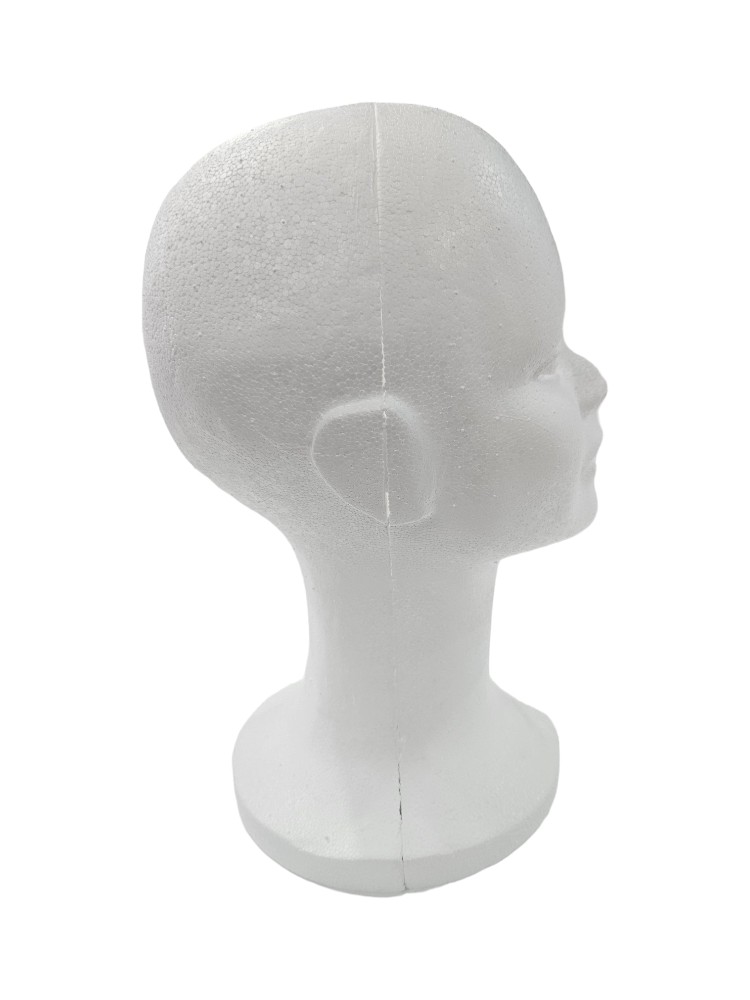 Cabeza de Mujer de Poliestireno Blanco con Rasgos