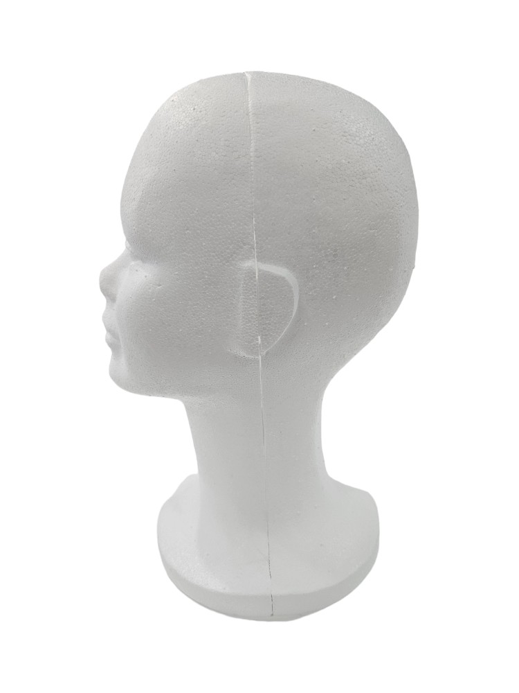 Cabeza de Mujer de Poliestireno Blanco con Rasgos