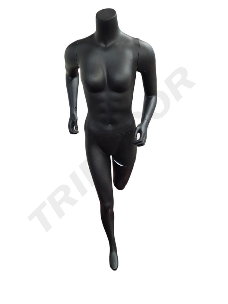 Maniquí deportivo femenino corriendo sin cabeza color negro