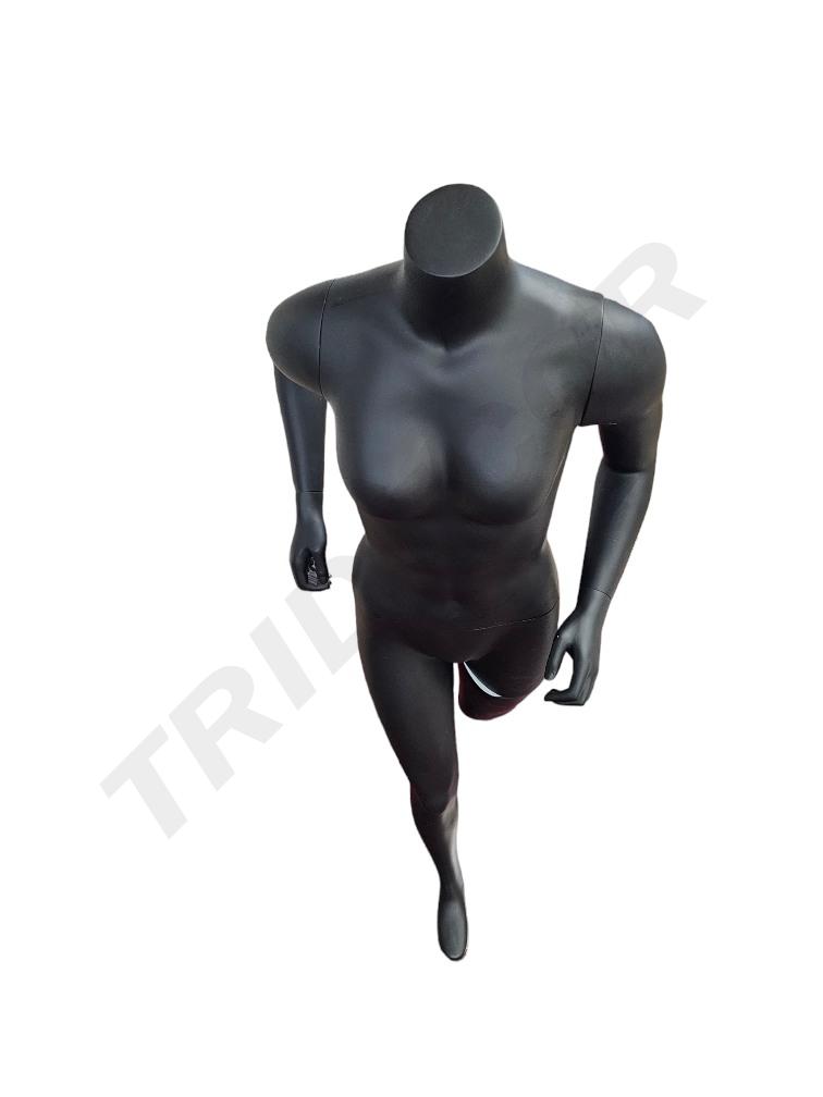 Maniquí deportivo femenino corriendo sin cabeza color negro