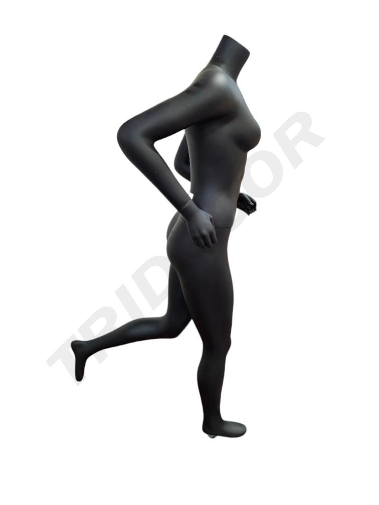 Maniquí deportivo femenino corriendo sin cabeza color negro