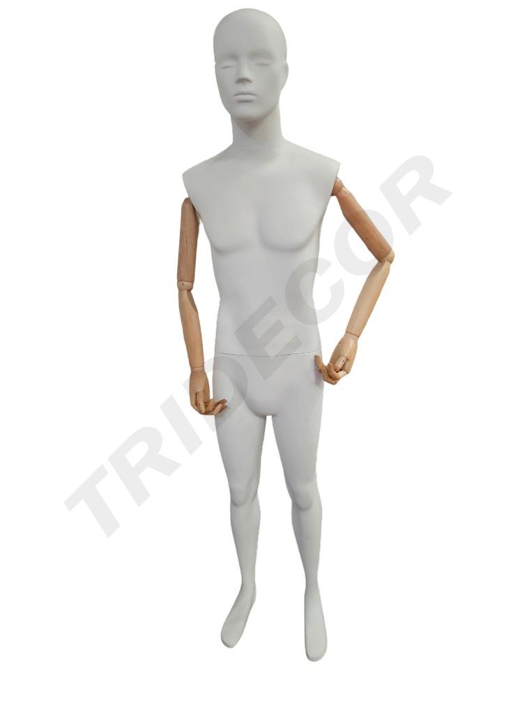 maniquí Hombre Blanco mate Blazo Claro Base Acero Inox