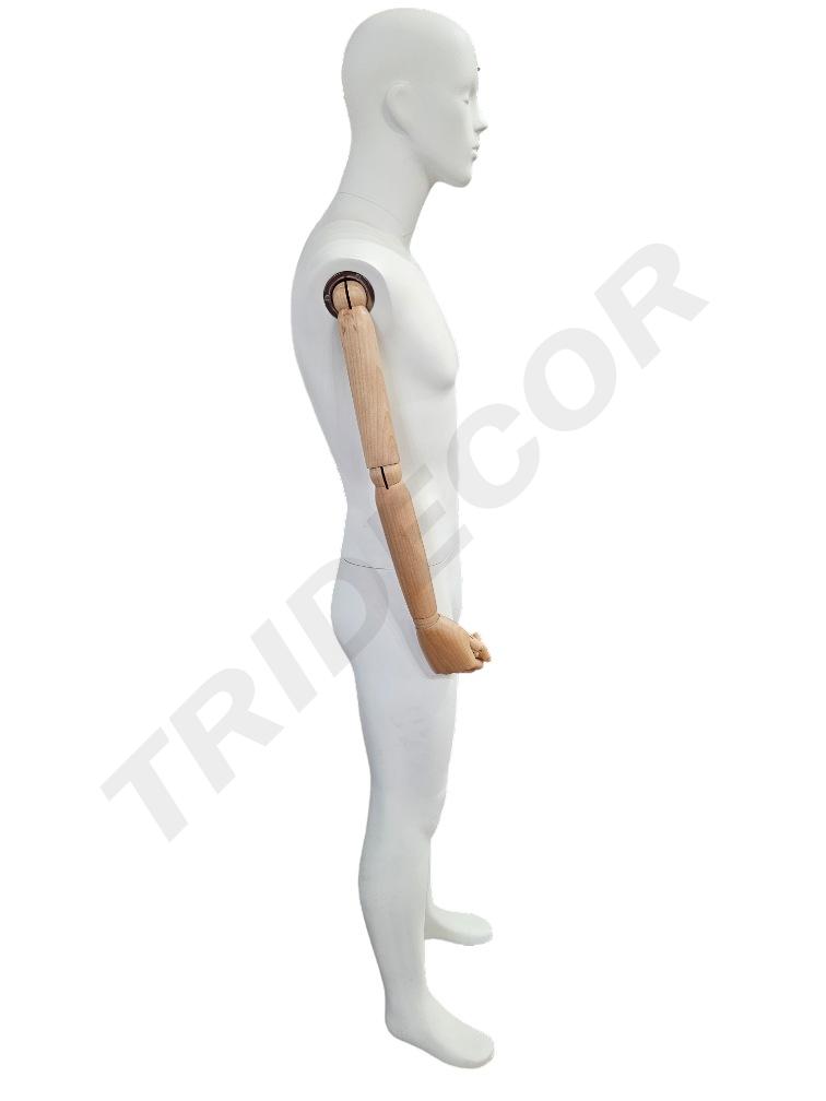 maniquí Hombre Blanco mate Blazo Claro Base Acero Inox