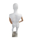 maniquí Hombre Pie Adelantado Blanco mate Brazo Claro Base Acero Inox