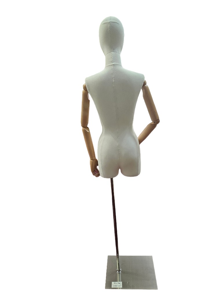 Busto mujer Lino Base Cuadrado Plata Brazo madera