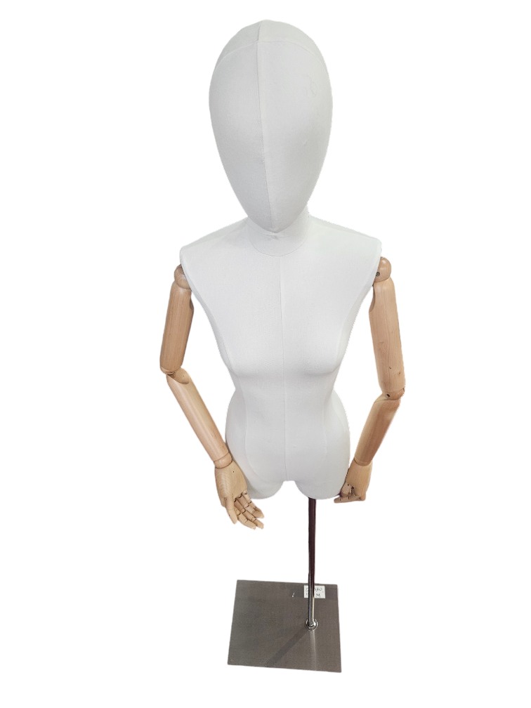 Busto mujer Lino Base Cuadrado Plata Brazo madera