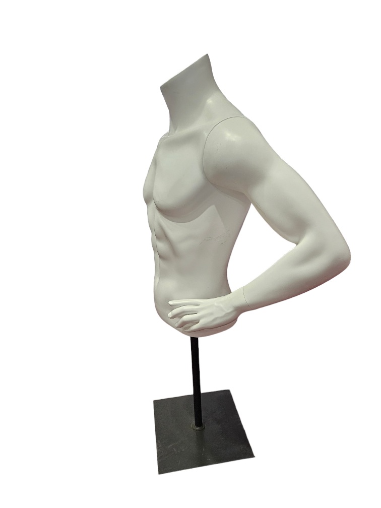 Busto de Hombre Blanco mate Con Base metal Negro