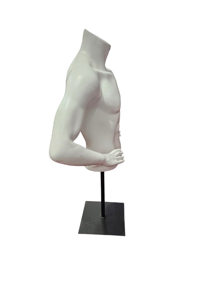 Busto de Hombre Blanco mate Con Base metal Negro