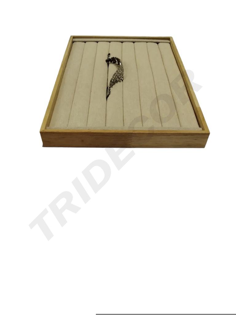 Bandeja Expositora de Anillos Madera con Lino 50unidades/caja