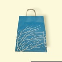 Bolsa Papel Azul Celeste con Ramas Blancas 23X12X32cm 25/Pq