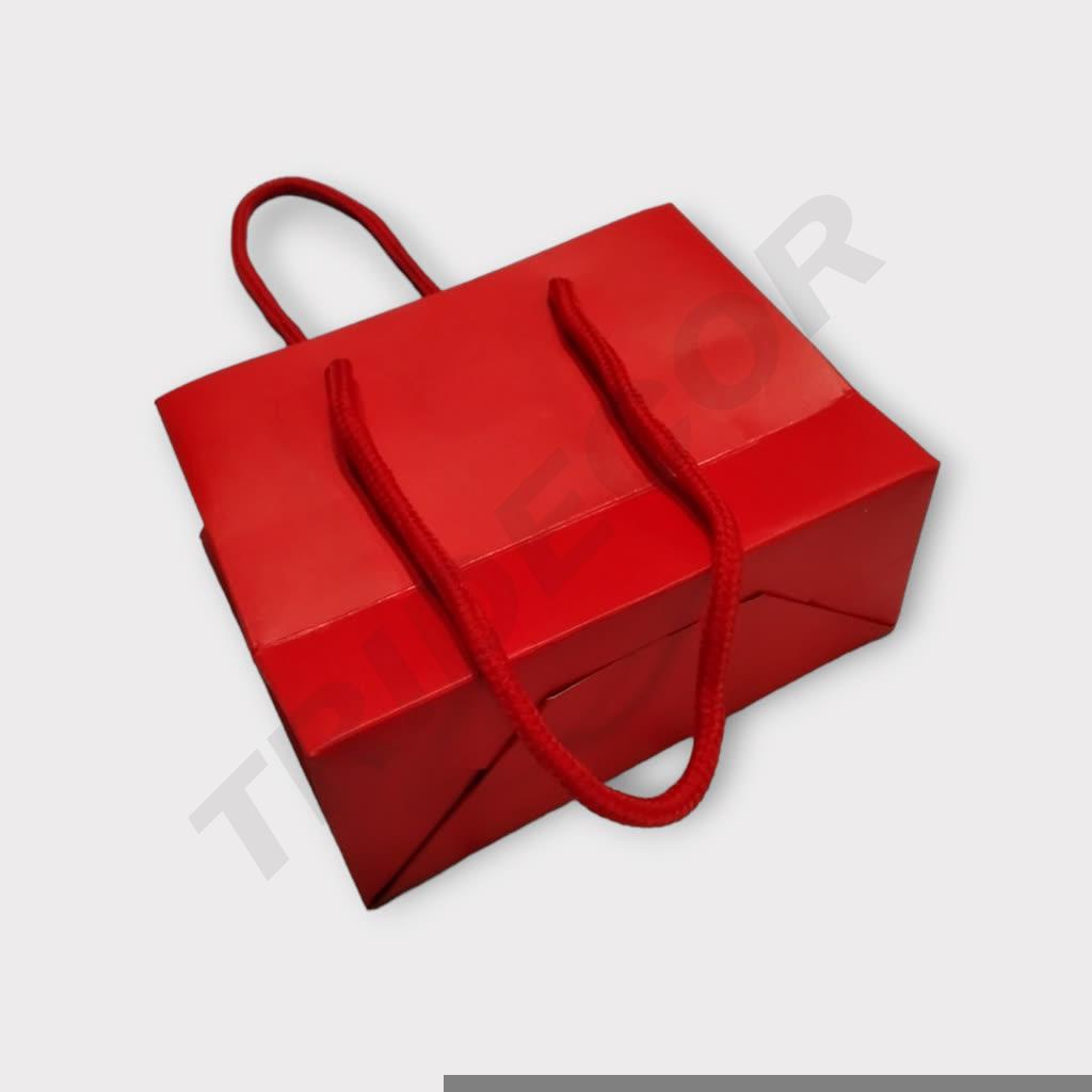 Bolsas de Algodón con Asas 14X6X11cm Rojo Mate 12 unidades