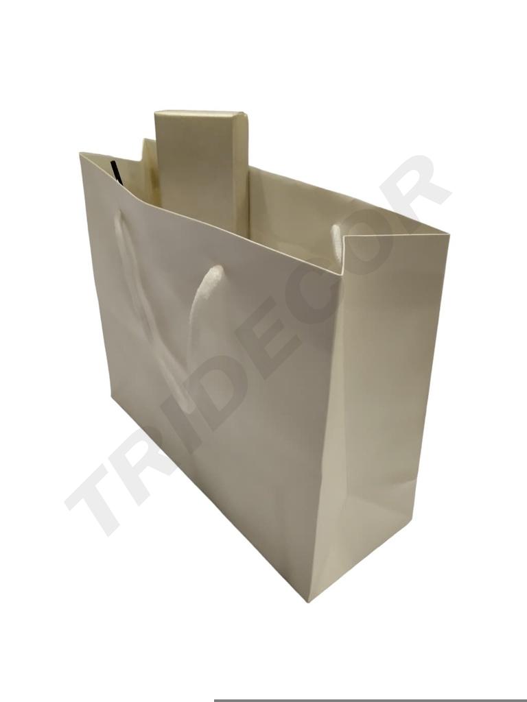 Bolsas de lujo con asa de cordón 25X9X20cm Blanco 12 unidades