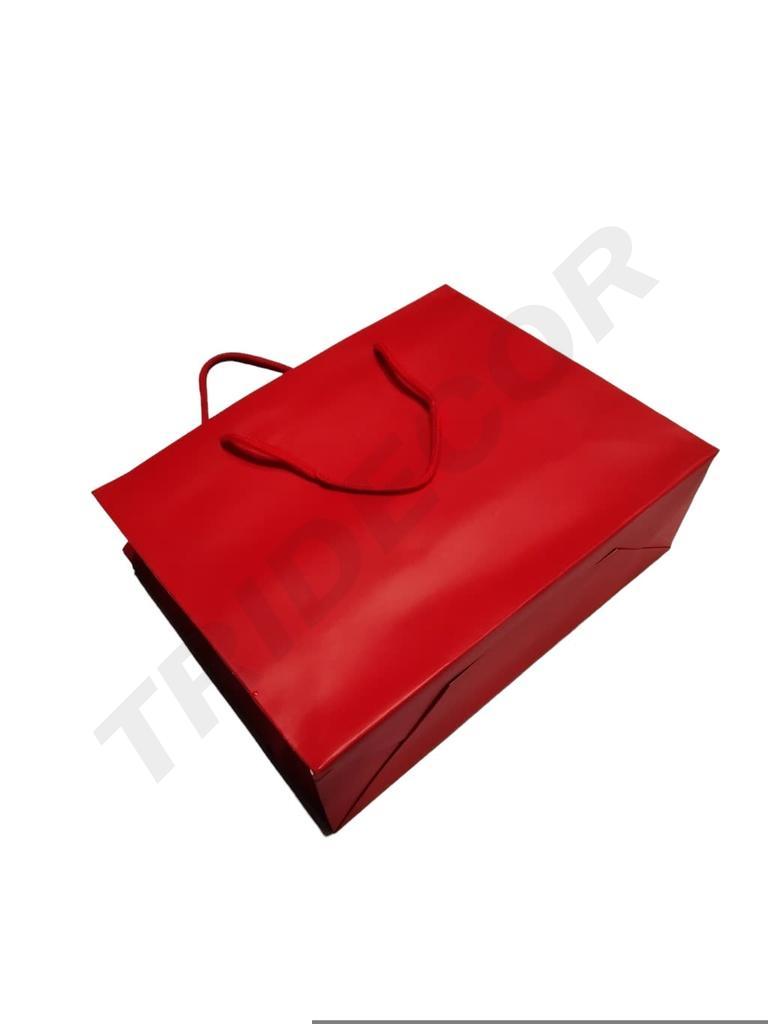 Bolsas de Lujo con Asa de Cordón 25X9X20cm Rojo 12 unidades