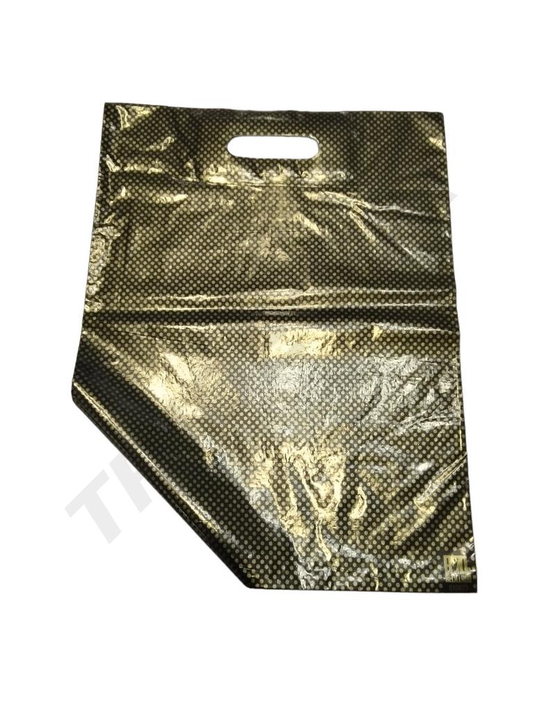 Bolsa de plástico con asa troquelada 35x45 cm, Punto Dorado, 100/paquete, 10 paquetes/caja