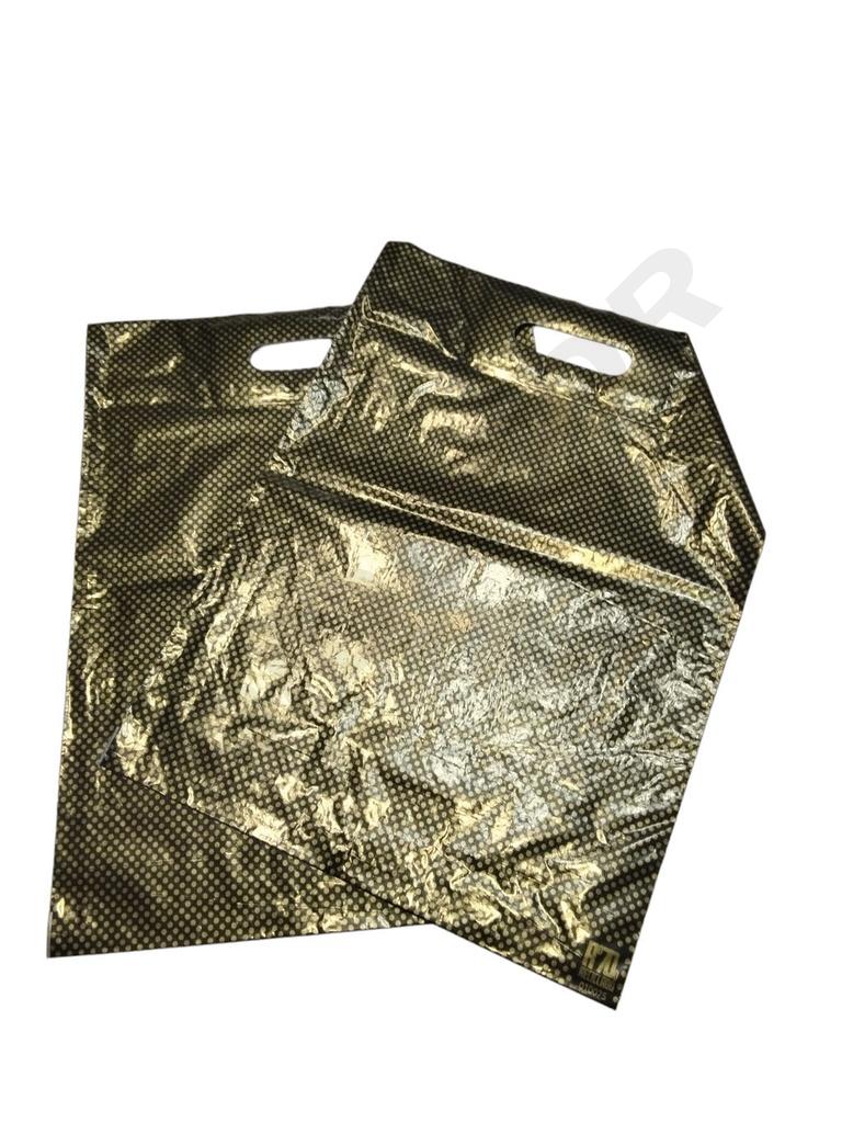 Bolsa de plástico con asa troquelada 35x45 cm, Punto Dorado, 100/paquete, 10 paquetes/caja