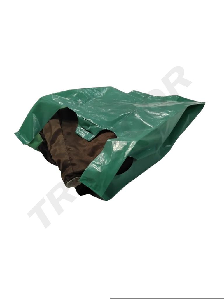 Bolsa de plástico tipo camiseta verde 70% reciclada 42X53 cm