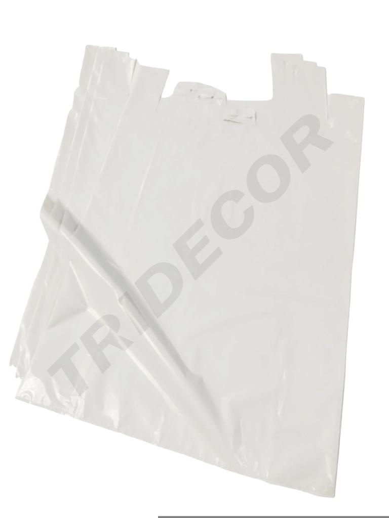 Bolsa de plástico estilo camiseta blanca 70% reciclada 60X70 CM