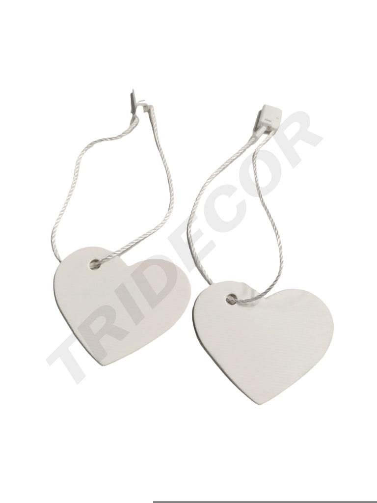 Etiquetas Colgantes en Forma de Corazón. Blanco Pequeñas 4.5X3.5cm 100/Paquete