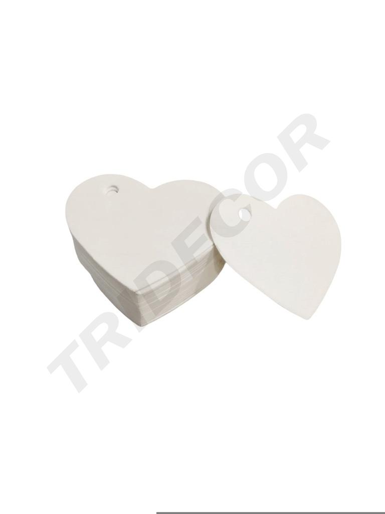 Etiquetas Colgantes en Forma de Corazón. Blanco Pequeñas 4.5X3.5cm 100/Paquete