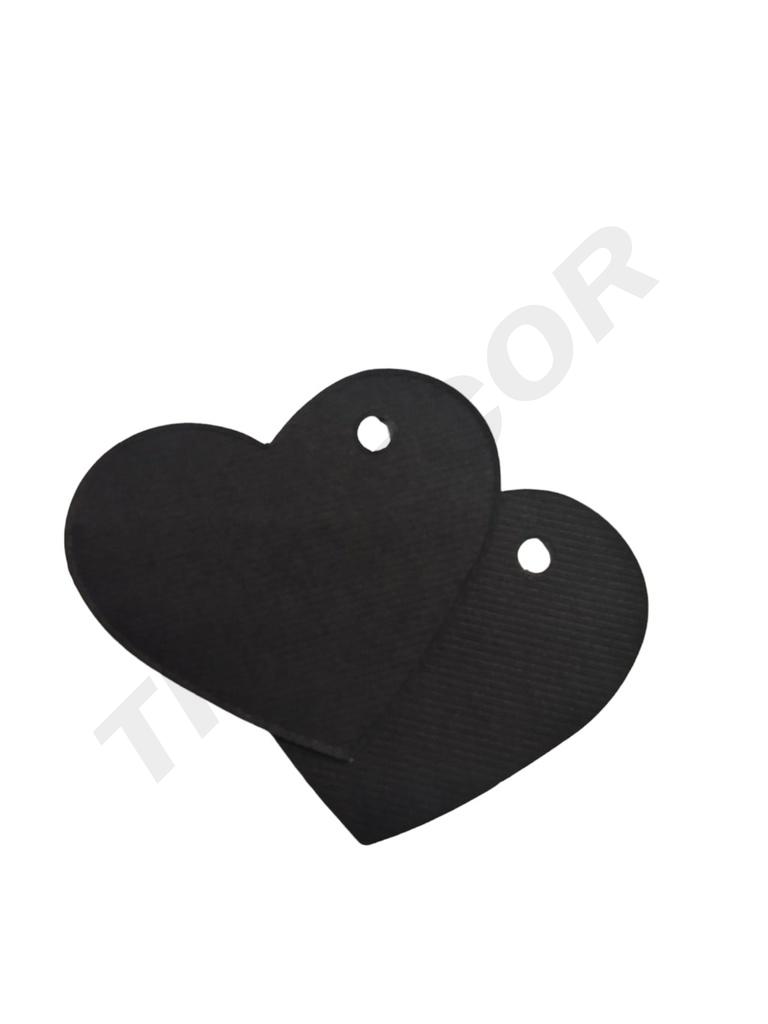 Etiqueta Negra Troquelada en Forma de Corazón 6.5x4.5cm 100 unidades/Paquete