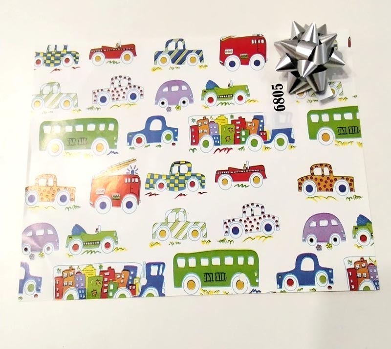 Papel de regalo para niños Vehículos 31cm