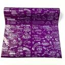 Rollo de papel de regalo morado con frases 62 cm